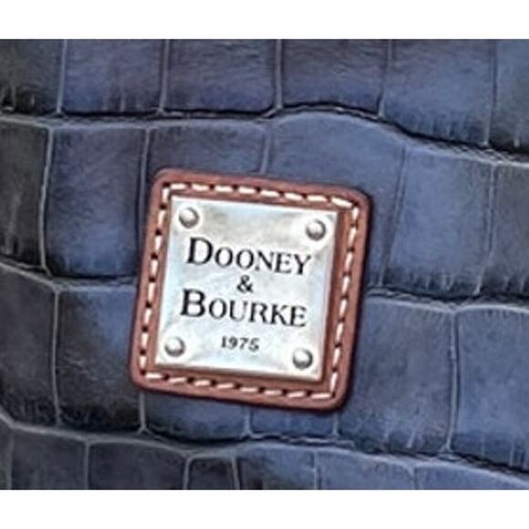 Dooney & Bourke Denison Domed Croco Embossed Gray Satchel Handbag - Picture 3 of 16